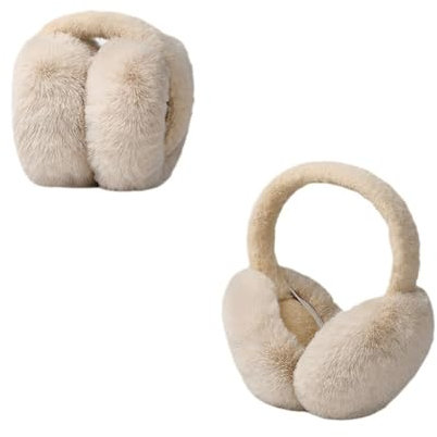 BAIYSFFG Fluffy Earmuffs for Women,Winter Ear Muffs Adjustable Warm Earmuffs Plush Fluffy Winter Ear muffs Ear Warmers For Women Girls (Beige)