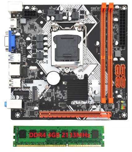 JNJOOD ITX H110 Carte mère d'ordinateur avec 4G 2133Mhz DDR4 RAM LGA1151 DDR4 PCB Prend en charge 32 Go Gigabit Ethernet M.2 Nvme PCI-E 16X