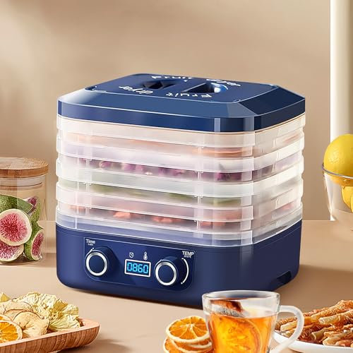 5 Tray Mini Electric Food Dehydrator, Fruit Dryer, Dehydrator Food Dryer UK, Removable Trays Machine with Adjustable Temperature Control from 30-70°C for Dryer Food Meat,Fruit,Vegetables Snacks