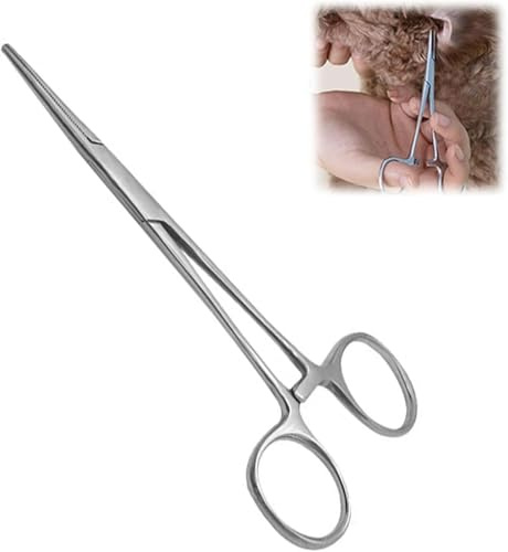Pinza Emostatica,Pinza per Pesca,Pinzette Piercing,Pinzette per Peli Dell'Orecchio Dell'Animale Domestico,Pinze Veterinarie,Pinza per Rimuovere Peli di Animali,Per Spennare Animali Domestici,12.5cm