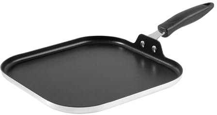 Restaurantware -Met Lux - Piastre quadrate da 29 cm con manico per mantenere il freddo, 10 griglie piatte antiaderenti - compatibili con gas ed elettriche, resistenti, in alluminio, riscaldamento