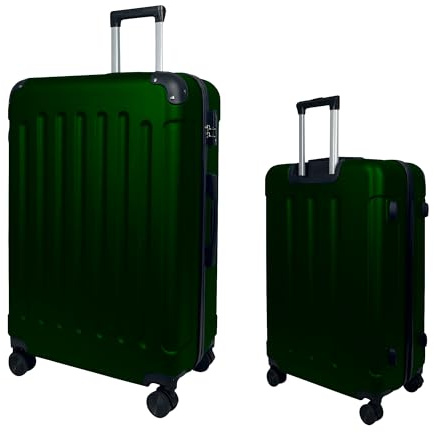 MY TRAVEL BAG Hartschalen-Koffer Reisekoffer ABS Koffer (Handgepäck-Mittel-Groß-Set) 4 Doppel-Rollen Trolley (Smaragdgrün, Handgepäck (55cm))