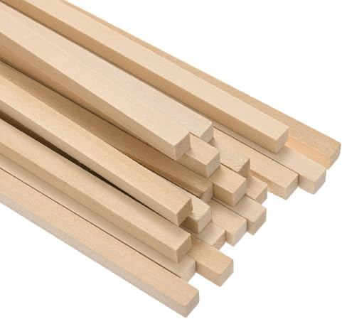 M METERXITY 20-pack fyrkantiga trästavar, 5/16 x 12 tum oavslutad trä fyrkantig pluggstång, träplugg för hantverk/gör-det-själv-projekt/modelltillverkning [träfärg]
