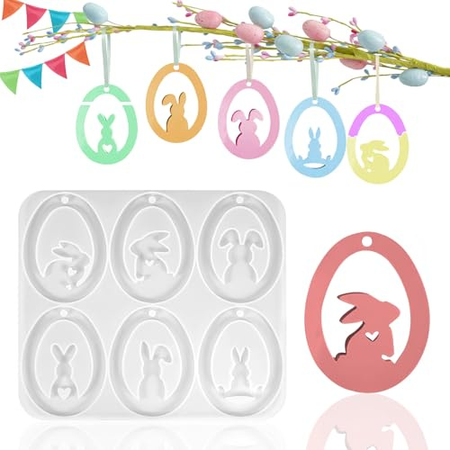 6pcs Moules en Silicone pour Pâques, Moules en Silicone pour Pâques, Moule en silicone lapin de Pâques 3D, Lapins Moules Pour Bougiespour Faire des Décorations de Bougies Bonbons Glaçons