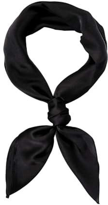 Bliceon Square Satin Silk Scarf, Women Plain Neck Bandanas, 50s Retro Women Lightweight Scarf, Large Square Satin Headscarves, Black Accessories for Womens (70x70cm)