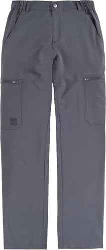 WORKTEAM Pantalón Elástico Slim Fit, Ideal para Trabajo, Tiempo Libre, de Verano, Muy Fino (145 g/m2), Multibolsillos con Cremalleras, Cintura Ajustable y Tejido Resistente. Unisex Gris L