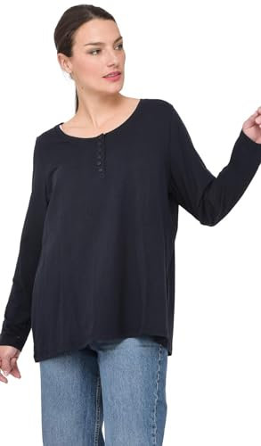 Ulla Popken Damen Basic Shirt Bluse, Blauschwarz, 54-56 EU
