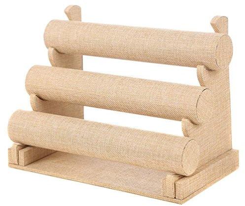 Sinoba Présentoir Porte-bijoux Porte-bracelets en lin à 3 étages