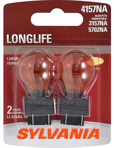 SYLVANIA - 4157NA Long Life Miniature - Amber Bulb, Ideal for Parking, Side Marker, and Turn Signal Applications (Contains 2 Bulbs)