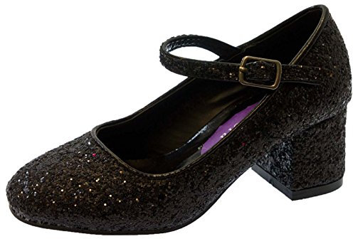 Lora Dora Girls Faux Leather Party Shoes Black Glitter UK 12