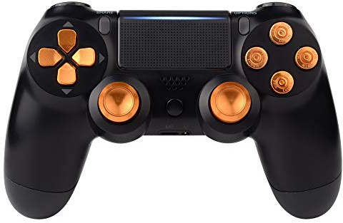 eXtremeRate Boutons en métal doré pour manette PS4, joysticks analogiques en aluminium, boutons Bullet et D-pad de rechange pour manette PS4 Slim Pro