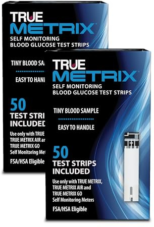 TRUE METRIX Self Monitoring Blood Glucose Test Strips, TRUE METRIX Family of Self Monitoring Blood Glucose Meters, Value Pack, 100 Count (2, 50-Count Boxes)