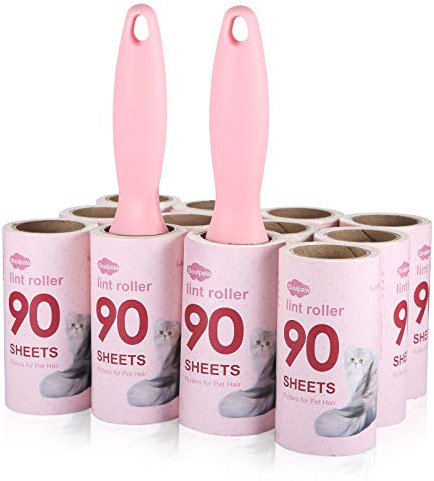 Soulpala Set Rullo levapelucchi 12 rulli da 15 Metri divisi in 90 Fogli pretagliati (Totale 180 Metri)+2 Manico, Spazzola Adesiva Rullo Spazzola per Cani e Gatti Rullo Pelucchi Ricambi levapelucchi