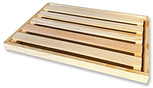 Tagliere per pane con raccogli briciole, tagliere in legno per tagliare il pane con griglia rimovibile per raccogliere briciole di pane, realizzato in legno 32 x 22 x 2 cm, tagliere per pane raccogli