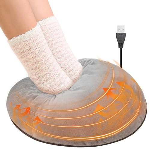 JIZZU Scaldapiedi Elettrico, Coprigambe Riscaldato Elettricamente, Riscaldatore per Piedi Caldo con Pile di Flanella Ultra Morbido per Uso Invernale Casa e Ufficio, Allevia il Dolore, Unisex (Grigio)