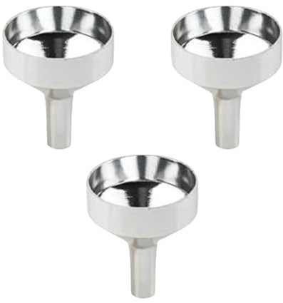 Moguri 3 små tratt för fyllning av flaskor, minireservtratt av metall, aluminiumtratt för vinkrukor av vätskor, kosmetika, öppningsdiameter 1,8 cm