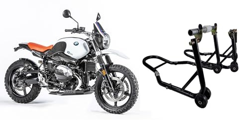 Coppia 2 cavalletti alzamoto alza moto per alzare sollevare la ruota posteriore e anteriore davanti e dietro frontale compatibile con BMW R nine T 1200 nineT urban GS pure o scrambler