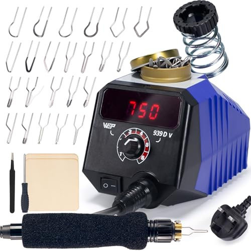 WEP 939D-V Wood Burning Kit 250-750℃/482-1382℉Adjustable Wood Burning Tool with Detachable Pen, 23 Wood Burner Tips, Wood Burning Pen Holder Suitable for Pyrography, Leather Burning Kit (UK Plug)