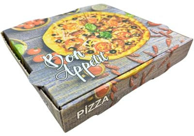 NoblesBox Pizza Box mit Deckel | Pizzakarton 24x24x4 cm | Stabile Pizzabox aus Karton | Pizza Kartons für Lieferservice & Pizzeria | Grau | 50 Stück Großpackung