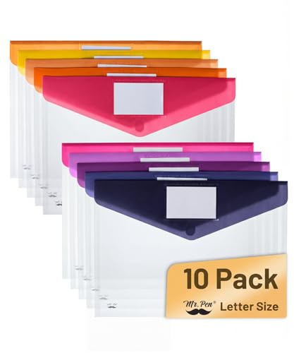 Mr. Pen- Clear Plastic Envelopes, 10 Pack, A4, Letter Size, Velvet Heat, Clear Folders for Documents Plastic Envelopes for Documents