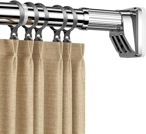Bastone per tenda regolabile da 40 a 490 cm, senza trapano, in acciaio inossidabile, asta per tenda da doccia, espandibile, per finestre del bagno, armadio da cucina (acciaio inossidabile rotazione a