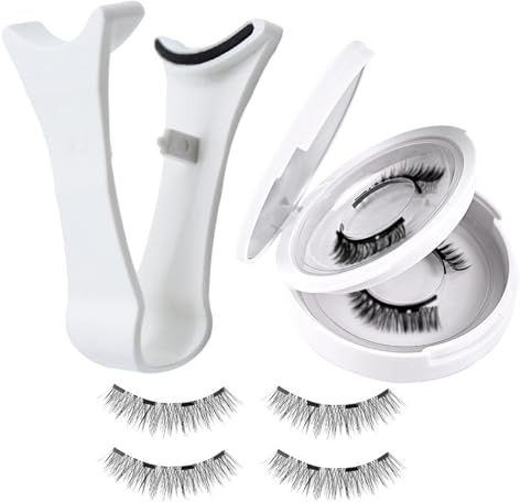 Syengery Femmes de cils magnétiques, cils magnétiques naturels,4 pièces sans collet kit de faux avec applicateur - Accessoires de maquillage pour femmes outils réutilisables pour les voyages à