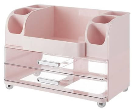Makeup Storage Organizer - Acrylic Rotating Tray, Multi Compartment Shelf | Sturdy Clear Cosmetic Holder, Multipurpose Bathroom Toiletry Rack for Dresser, Bathroom or Dorm, M