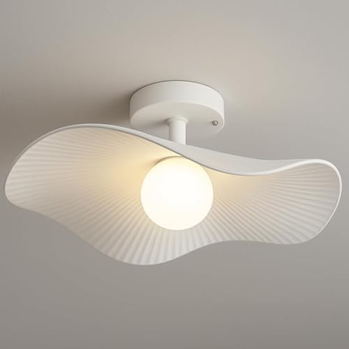 KONTARBOOR Plafonnier Moderne Design Blanc 50 x 24 cm – Luminaire Plafond LED Minimaliste – Style Contemporain pour Salon, Chambre, Cuisine ou Bureau [Classe énergétique A]