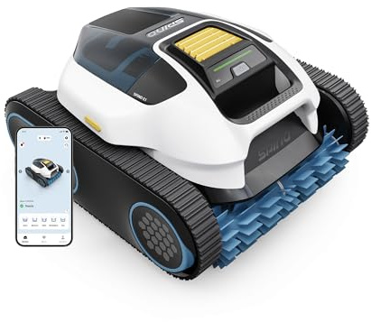 Spino E1 Robot Piscina Fondo e Parete Linea Acqua, Autonomia di 210 Min, 21950 LPH Max, 5 modalità Aspirapolvere Piscina Wireless, Navigazione Trajet SmartArc, Controllo App, Ideale per Piscine 150㎡