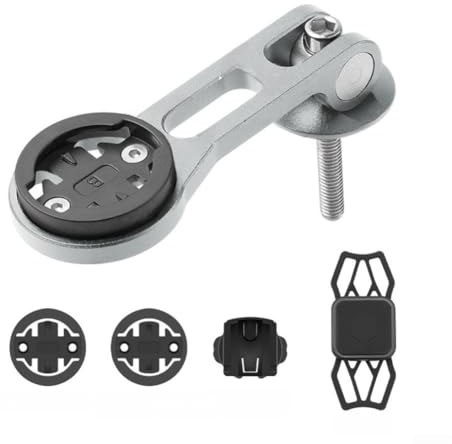 Soporte de extensión para computadora de bicicleta, soporte de teléfono de aleación de aluminio para Bryton, soporte de navegación para ciclismo con clip de agarre de silicona para smartphone