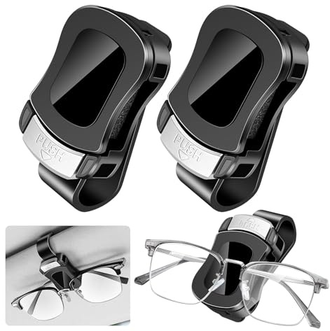 2 Piezas Soporte Gafas para Parasol Coche, Operación con Una Sola Mano, Clip Universal ABS Negro, Diseño de Clip Trasero, Accesorio Compacto para Interior de Vehículo