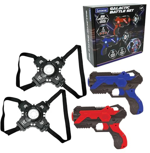 Lexibook, Galactic Battle Set, Gioco di Laser Tag con 2 Pistole Laser e 2 Armature Incluse, Tiro Fino a 25 Metri di Distanza, Effetti sonori e Luminosi, JG250LXB