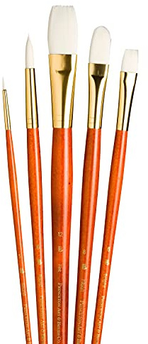 Princeton RealValue Brush Set, White Taklon, Orange Handle, 5 Piece, 1 Count