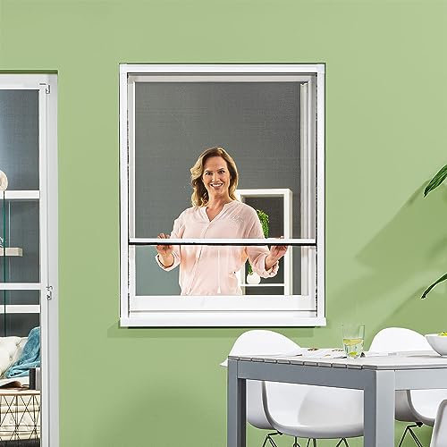 empasa Insektenschutz Fliegengitter Rollo Insektenschutzrollo Fenster SMART in verschiedenen Größen, Selbstbausatz, weiß, braun oder anthrazit