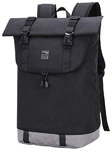 EverVanz Laptop-Rucksack, wasserdichter Reiserucksack, Rucksack für Damen und Herren, leicht, lässig, elegante Schultasche, 1. Schwarz, L, Kompakt, elegant