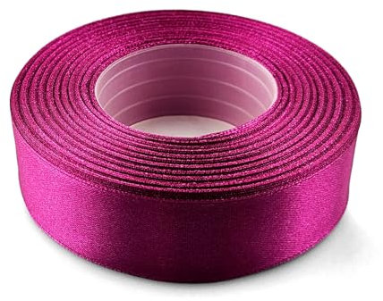 Netuno 1x Satinband Fuchsia 25 mm x 32 m rotes Geschenkband Hochzeit Deko Stoffband Schleifen farbig zum Verpacken Dekoration Geschenke Schleifenband bunt Schleifenbänder Satinbänder silk ribbon
