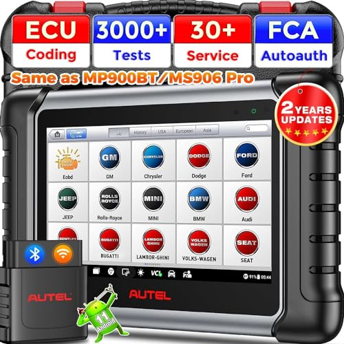 Autel MaxiPRO MP808BT PRO Diagnosi Auto, Scanner Bidirezionale Aggiornamento 2 Anni, Fino a MK900BT MK900 MK808BT PRO MK808S MX900 MX808S, Codifica ECU come MS906 Pro, 30+ Reset, Guida VAG, OE All SYS