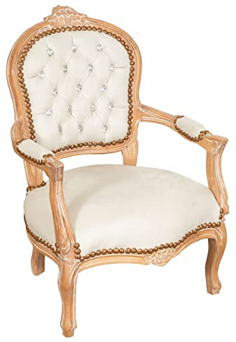 Biscottini Barock Sessel 73x50x51 cm | Wohnzimmer & Esszimmer Stil Luigi XVI | Holz Barock Stuhl | Retro Möbel