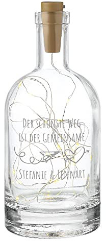 Flaschenlicht personalisiert - Deko Flasche mit Gravur - inkl. LED Beleuchtung - DIY Trend - Lichterkette - Wohntrend - Paare, Hochzeitspaar - Mann, Frau - Hochzeitsgeschenk - Der schönste Weg