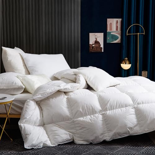 BedFabtasy Double Duvet 12 Tog｜Luxury Heavyweight Goose Feathers Down Duvet｜100% Organic Cotton Cover & Down Proof Fabric｜Hotel Quality Double Quilt with 8 Corner Tabs｜Machine Washable
