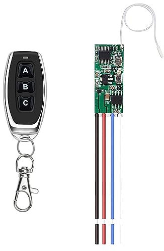 QIACHIP 433MHz RF Mini 12V DC motor Interruptor de control remoto inalámbrico,Controlador Receptor Relé con Transmisores para puertas de garaje,Persianas, bombas de agua