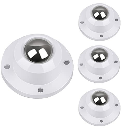 360°Swivel Caster Wheels,Steel ball casters,Punch free roller,Storage box Fixed Castor,Pack of 4,Replacement Wheel Casters,Mute Flowerpot Castors,White