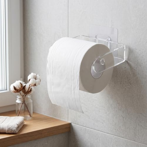 Porta carta igienica Transparent Wandhalterung Toilettenpapierrollenhalter autoadesiva in acrilico senza foratura Porta carta igienica con montaggio a parete in acrilico