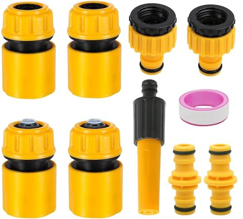 Hose Connector Garden Hose Fitting Set, Double Male Connectors Hose End Quick Connectors Garden Spray Gun Spray Nozzle for Watering Plants Shower Pet Car Washing