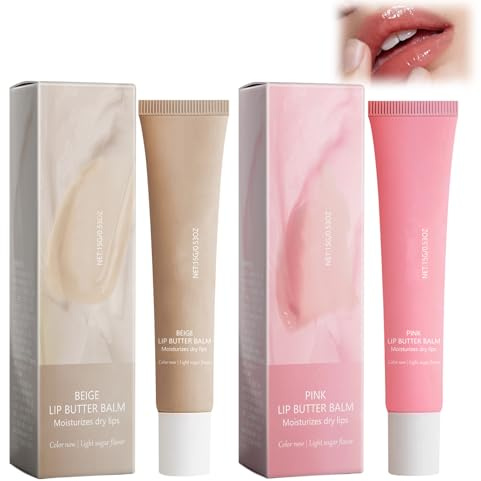 Summer Lip Butter Balm, Natural Hydrating Lip Balm for Dry and Chapped Lips, Lip Mask Set - Instant Moisture, Shine and Hydration, Tinted, Soothing - Lip Care