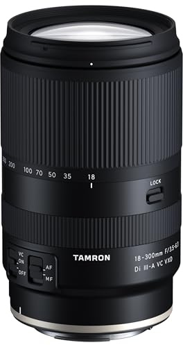 Tamron 18-300mm F/3.5-6.3 Di III-A VC VXD Zoom Lens - All-in-One Versatile Range - Vibration Compensation System - Canon R APS-C Mirrorless - Black - Travel, Wildlife, Sports, Portrait Photography
