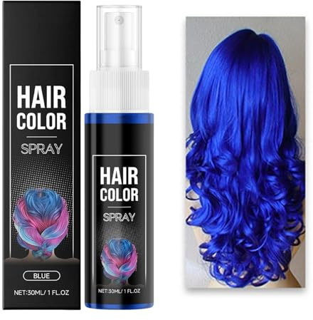 Temporäres Haarfarbenspray,Crazy Purple Color Haarspray-Crazy Purple Temporäres farbiges Haarspray Sofort-Styling,Waschbares Haarfärbespray Sofort-Haarfärbemittel Weihnachten Party Cosplay (Blue)