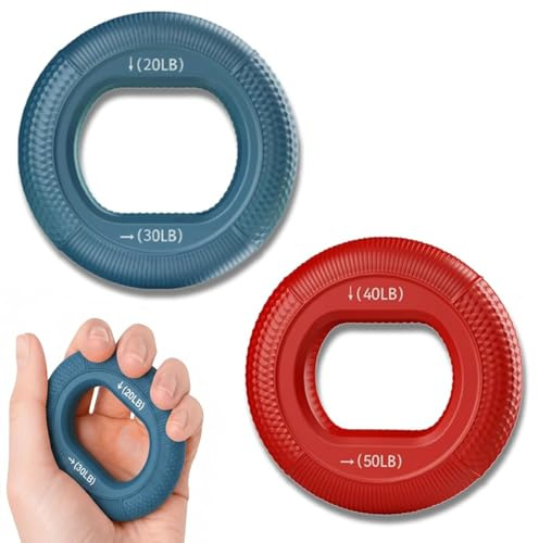 Hand Grip Strengthener En Silicone, 2 Pieces Anneaux De Musculation Main Et Avant-Bras (20-50 Lbs), Exerciseur De Doigts Pour Fitness Et Escalade, Amelioration De La Force De Prehension