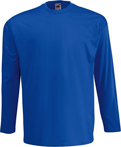 Fruit of the Loom Men's Long Sleeve Crew Neck T Shirt - Blue - Large