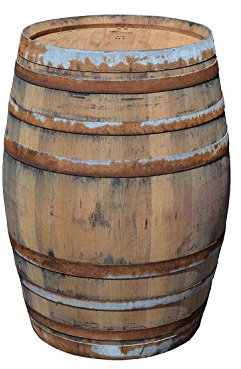 Temesso Botte da vino rustica in rovere, barile, da usare come tavolo, decorazione - Altezza 95cm, Contenuto 225 litro (Senza fissaggio degli anelli)